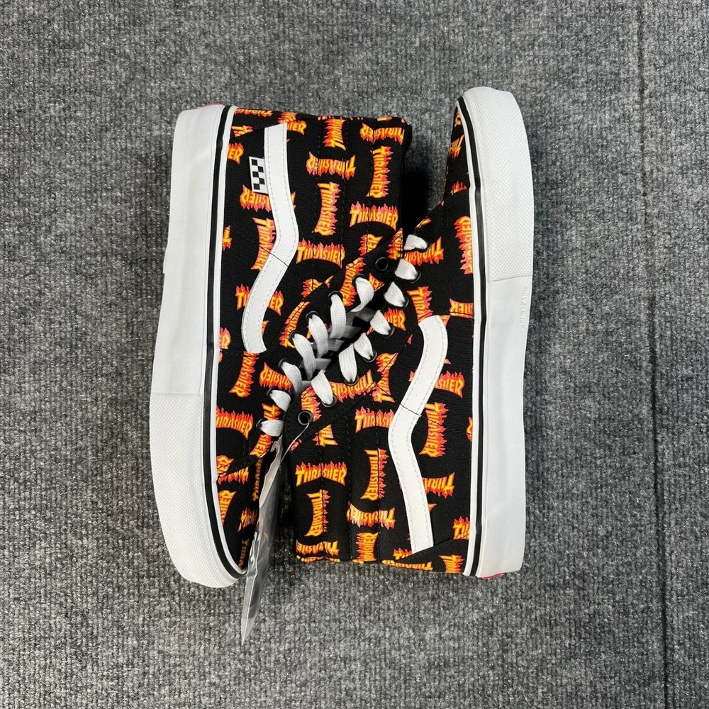 NEW Vans Skate Sk8-Hi Thrasher Mens 10 / 11.5 Wmns Black Multi Flame VN0A5FCCBML